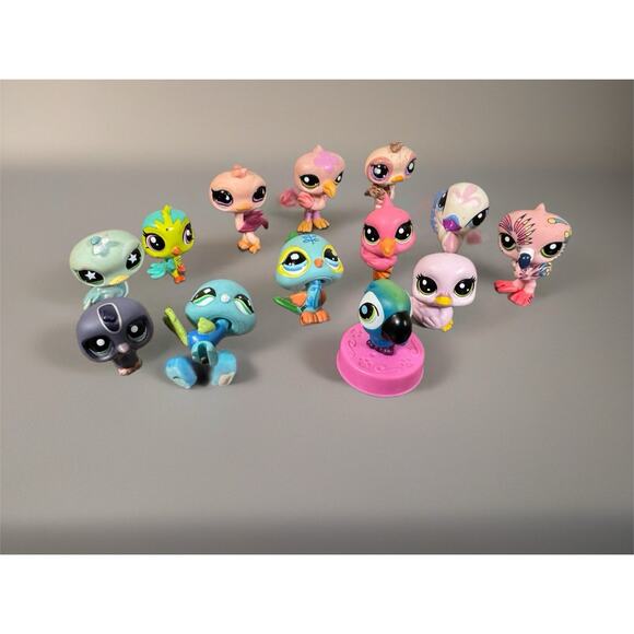 Lot Of 13 Littlest Pet Shop Birds Flamingo Ostrich Swan Parakeet Peacock Pelican - Picture 1 of 16